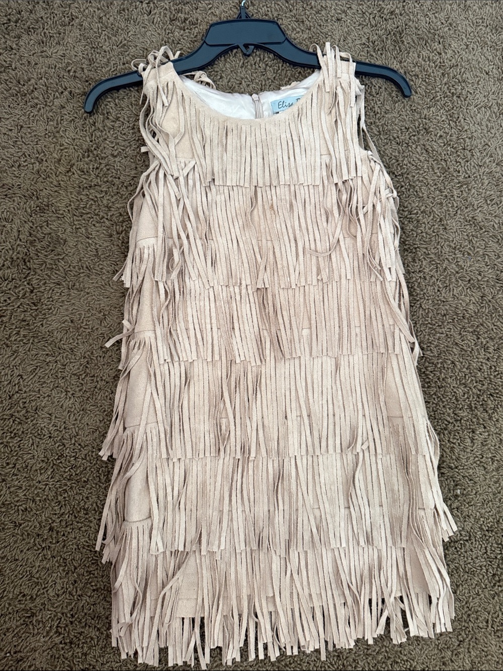 Eliza J Girls Beige Fringe Party Dress